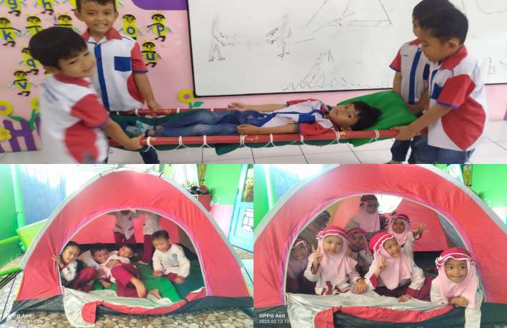 PRAKTEK MENGGUNAKAN TANDU DALAM SIMULASI CAMPING