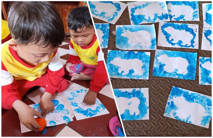 Serunya Kreasi Mencap Balon Membuat Siluet Binatang