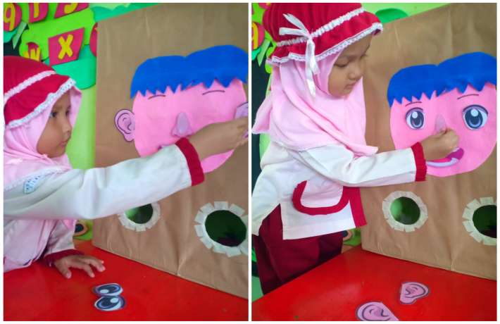 KESERUAN KELOMPOK A BERMAIN APE MEMASANGKAN BAGIAN WAJAH